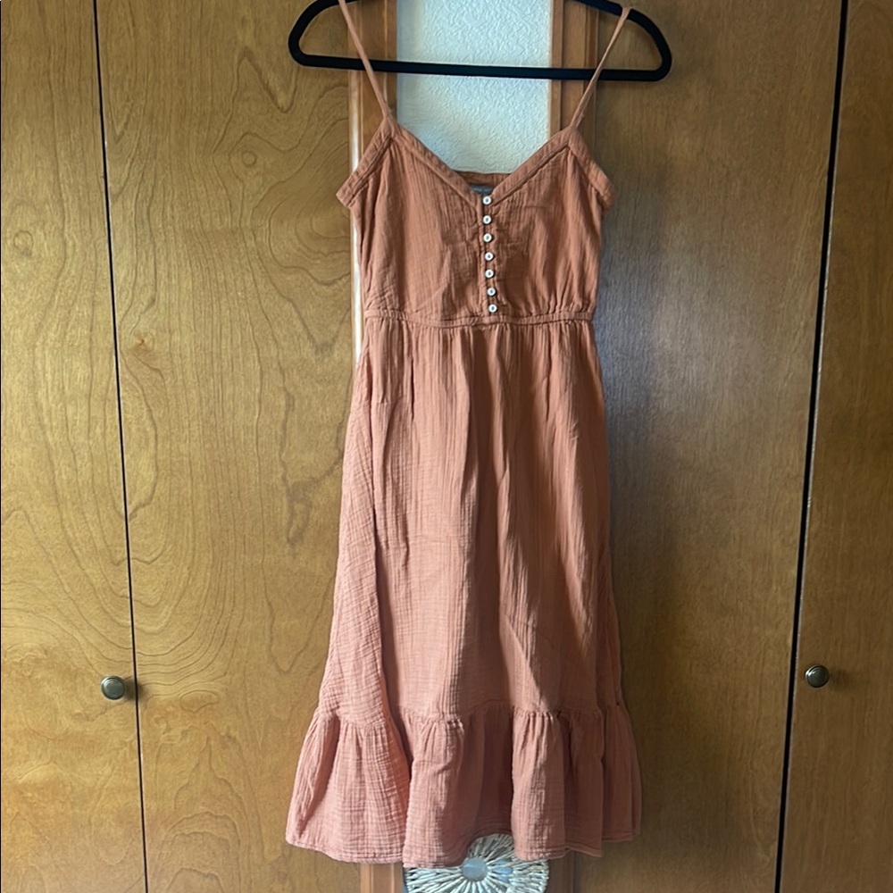 Aerie Terracotta Button-Front Dress